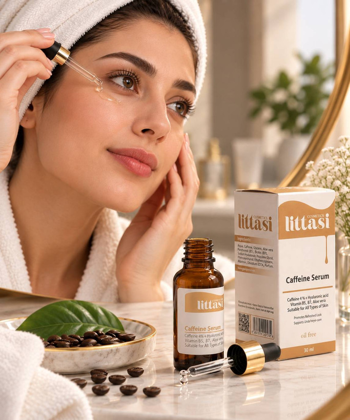 تصویر سرم دور چشم کافئین لیتاسی